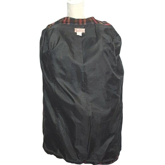 Vintage Womens M Plaid Check Silk Blend Blazer Jacket Lined One Button Pockets - Picture 6 of 7